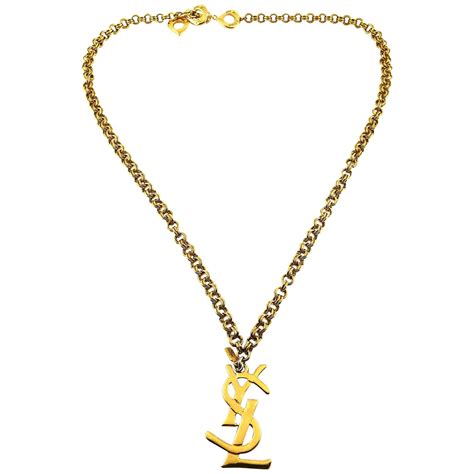 logo of ysl|ysl logo necklace.